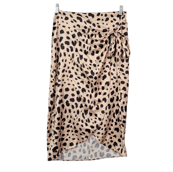 Nasty Gal Dresses & Skirts - Nasty Gal Collection Animal Print Faux Silk Wrap Tie Waist Pencil Skirt Size 6